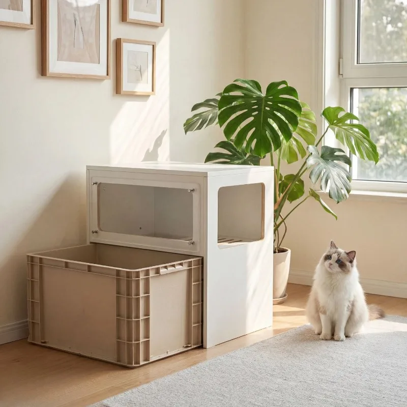 Factory direct sales, cat toilet double-layer three-dimensional cat litter cabinet,oversized anti-outside cat litter box cabinet