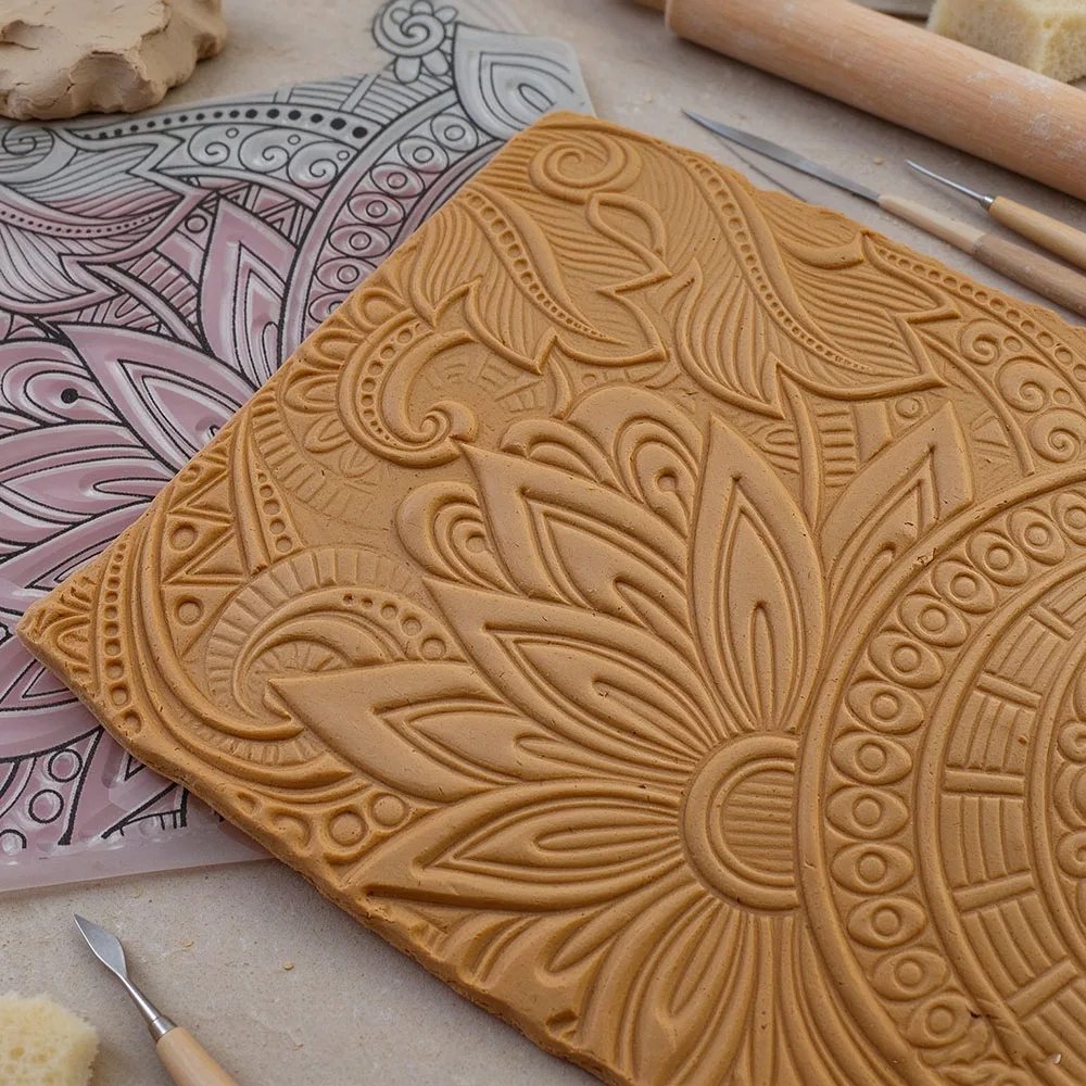 NEW Mandala Texture Polymer Clay Stamp Sheet DIY Earring Jewelry Impression Emboss Mat Pottery Ceramic Art Hobby Supplies Tool
