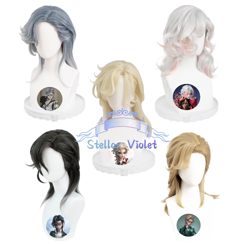 Knight Richard Sterling Cosplay Wig Heat Resistant Game Identity V Knight Cosplay Synthetic Wigs Gradient/Black White/Brown Wig