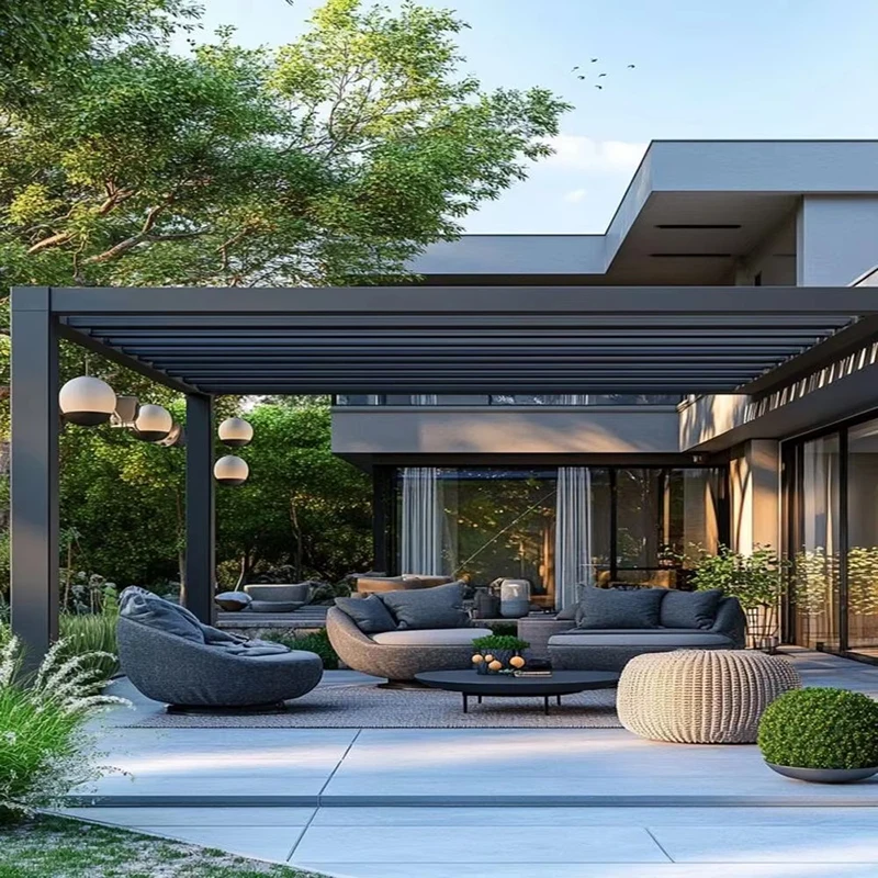 

Waterproof Outdoor Sunshade Pavilion for Garden Patio Backyard Villa Terr Modern Aluminum Pergola Bioclimatic Louver Roof Gazebo