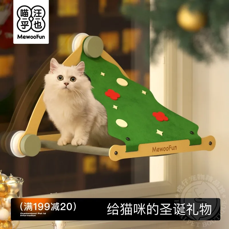 Christmas cat hammock cat rack balcony cat hanging nest window cat nest bed suction cup hanging cat swing