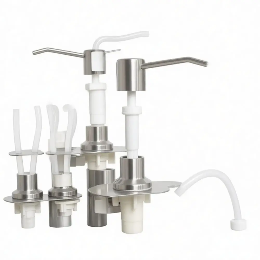 Stainless Steel Sink Soap Dispenser Press Pump Head With Extension Tube Kitchen Countertop Liquid Cleaning Accessory