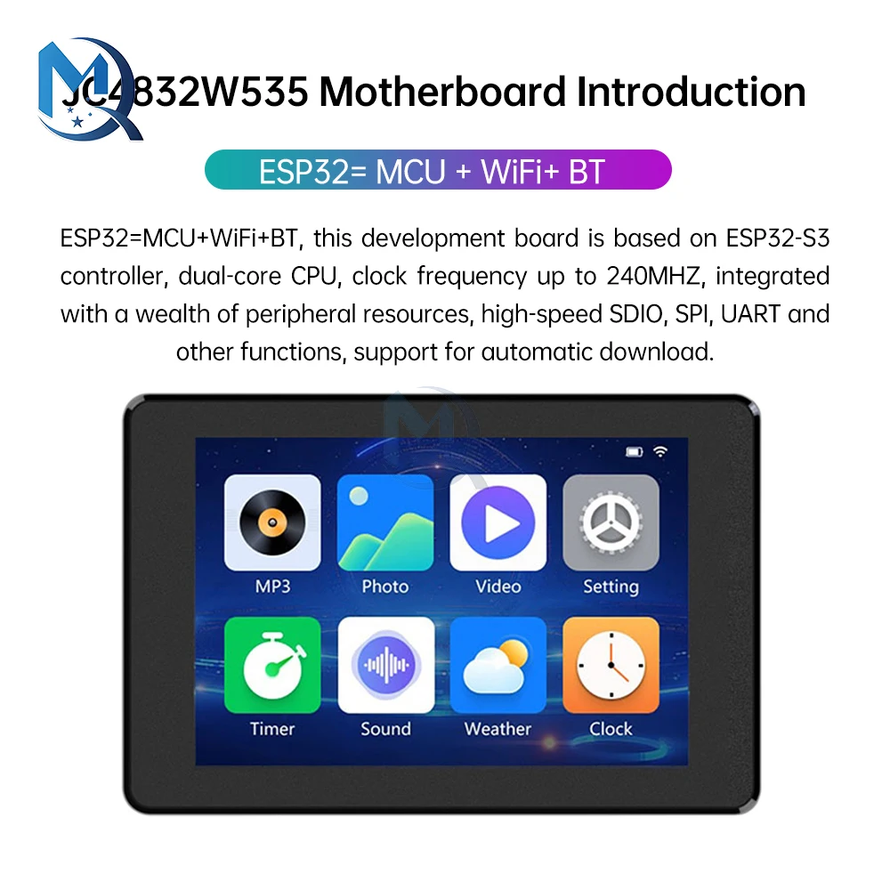 ESP32-S3 Wifi BT Development Board With 3.5-Inch Capacitive Touch Screen And Black Casing