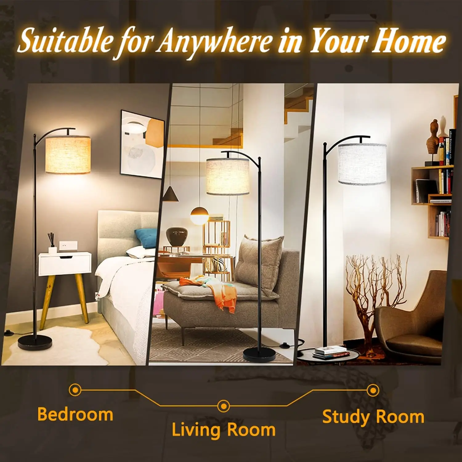 Floor Lamp for Living Room with 3 Color Temperatures LED Bulb, Standing Lamp Tall Industrial Floor Lamp Reading