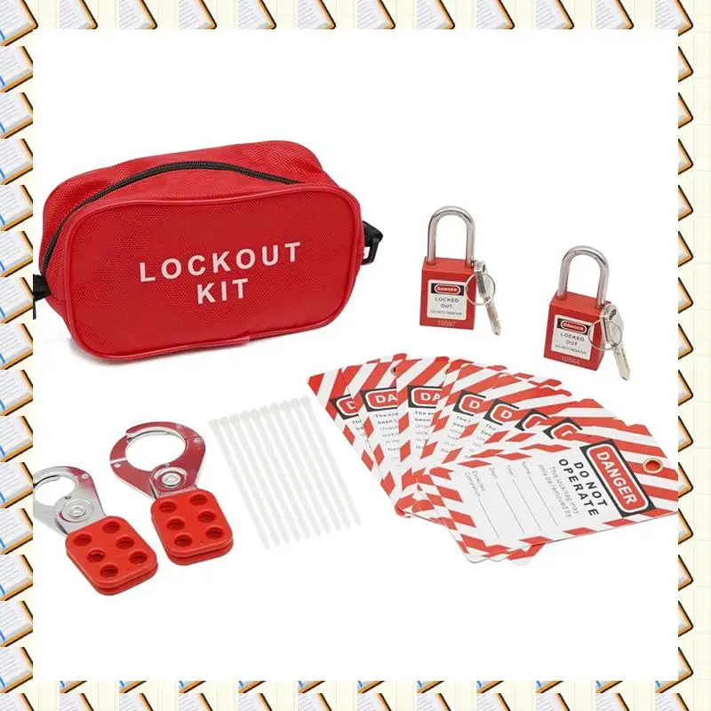 

A14M Lockout Tagout Set Kit -2 Steel Loto Hasps, 10 Lockout Tagout Tag, 10 Nylon Tie, Nylon Storage Bag Lockout Tagout Locks, Du