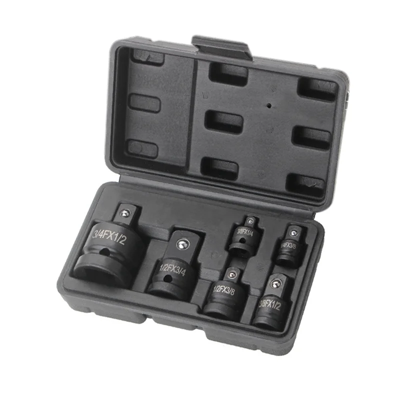 6Pcs Adapter Pneumatic Sleeve Head 1/2 To 3/4 Black Plastic Box For Automobile Torque Mechanical Hardware Products Easy Install-