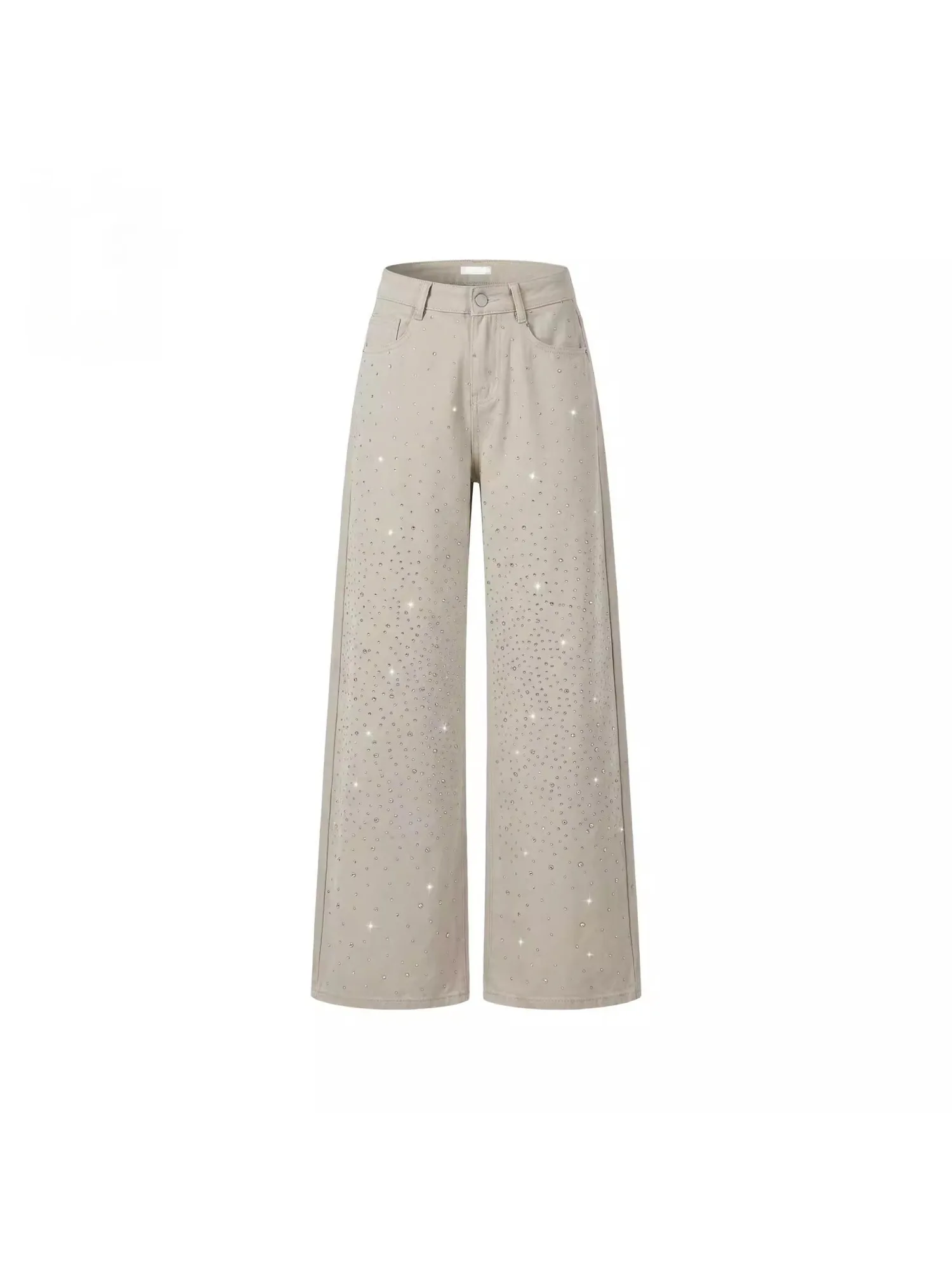 

Белые универсальные джинсы с широкими штанинами для женщин, весна-лето, новинка, с богатой отделкой, повседневные, с высокой талией, свободного кроя