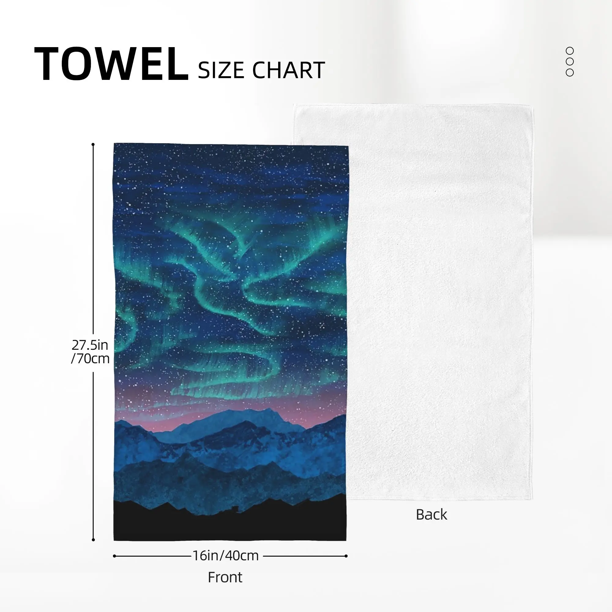 Custom Aurora borealis over mountain Soft Face Towel Quick Dry Pool Bath Cotton Towels Absorbent Quick