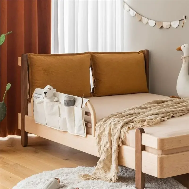 Nordic all solid wood children's bed, cherry wood hard maple with guardrail