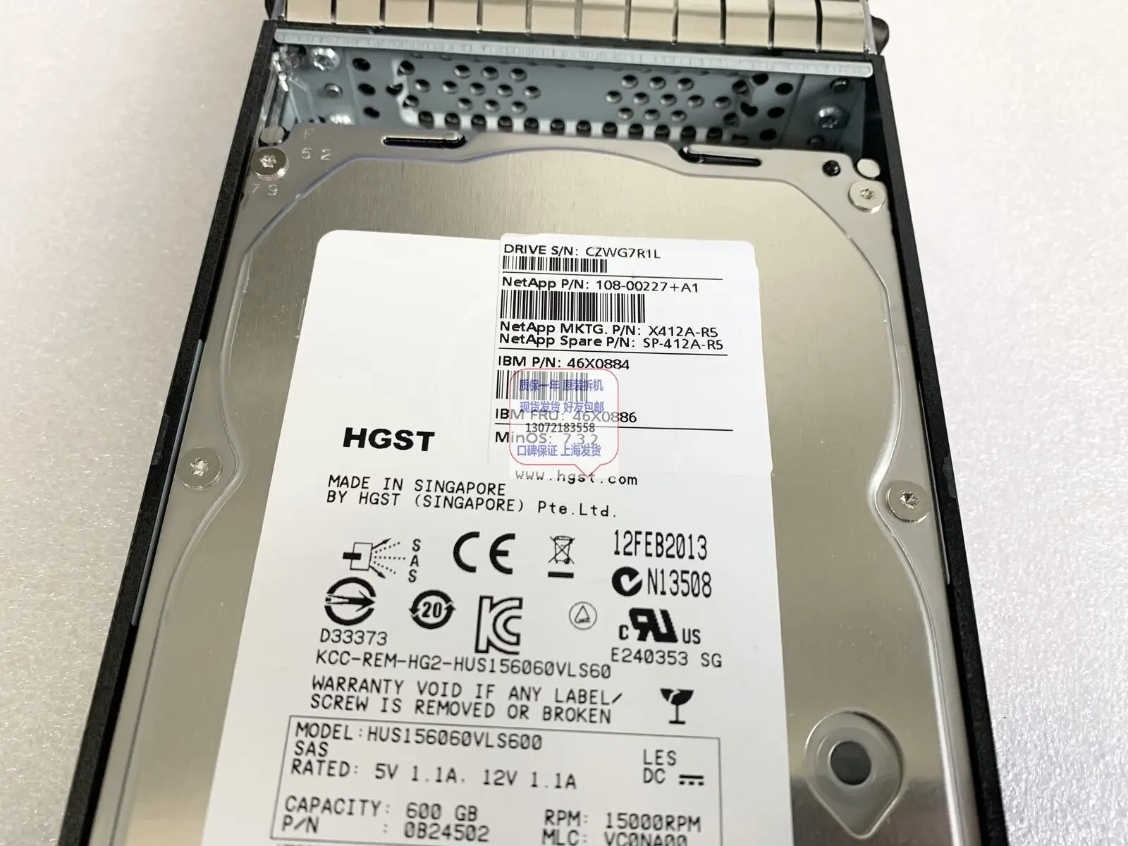 Para NetApp 600GB 15K 3.5 X412A-R5 46X0884 46X0886 Usado