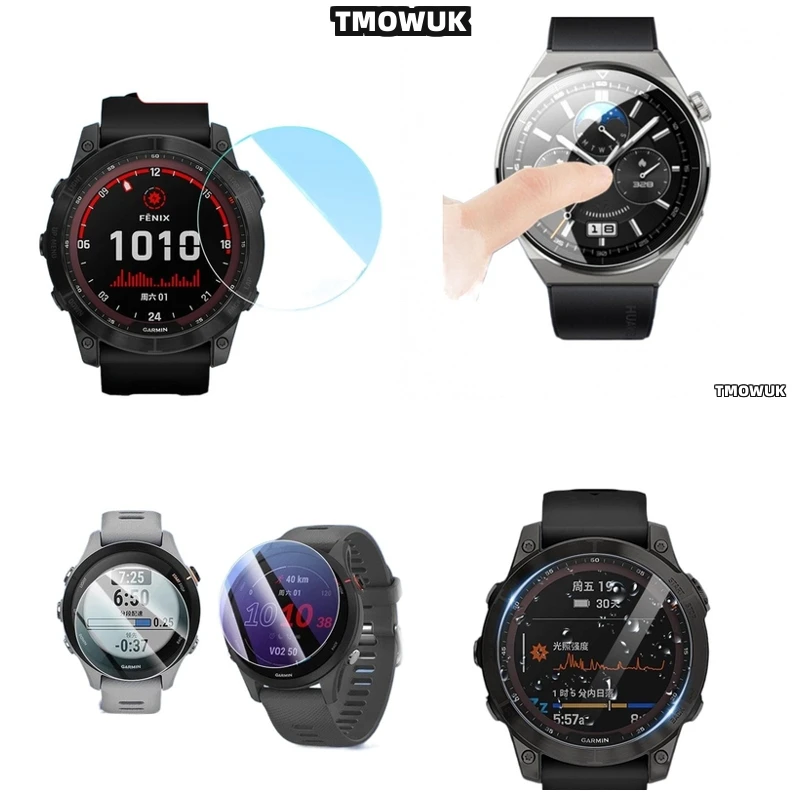 

For Garmin Fenix 6 6S 6X Pro Silver Tempered Glass Screen Protector Smart Watch HD Anti-Scratch 9H Hardness Clear Glass Protecto