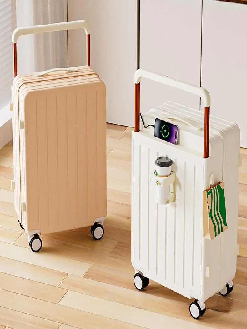 new-high-aesthetic-student-password-box-thickened-wide-pull-rod-multi-function-luggage-24-inches-women's-carry-on-suitcase