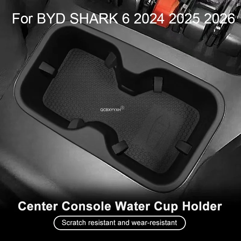 

For BYD SHARK 2024 2025 2026 Car Wireless Charging Silicone Pad Auto Armrest Storage Dashboard Organizer Box Water Cup Holder
