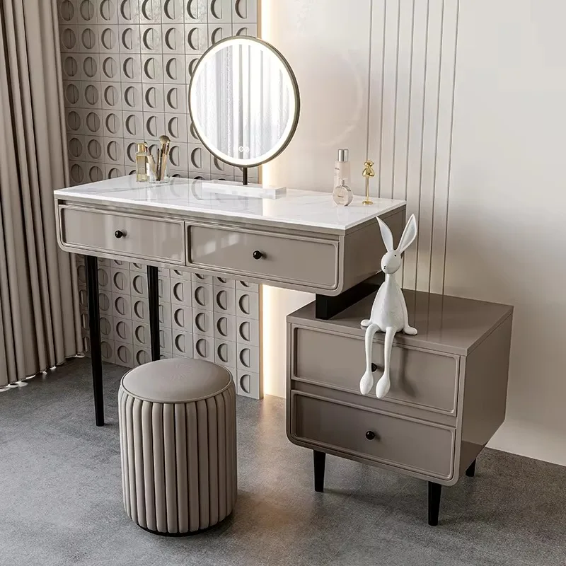 

Gray Nordic Large Dressers Organizers Nightstand Beauty Salon Storage Vanity Desk Bedroom Makeup Coiffeuse De Chambre Furniture