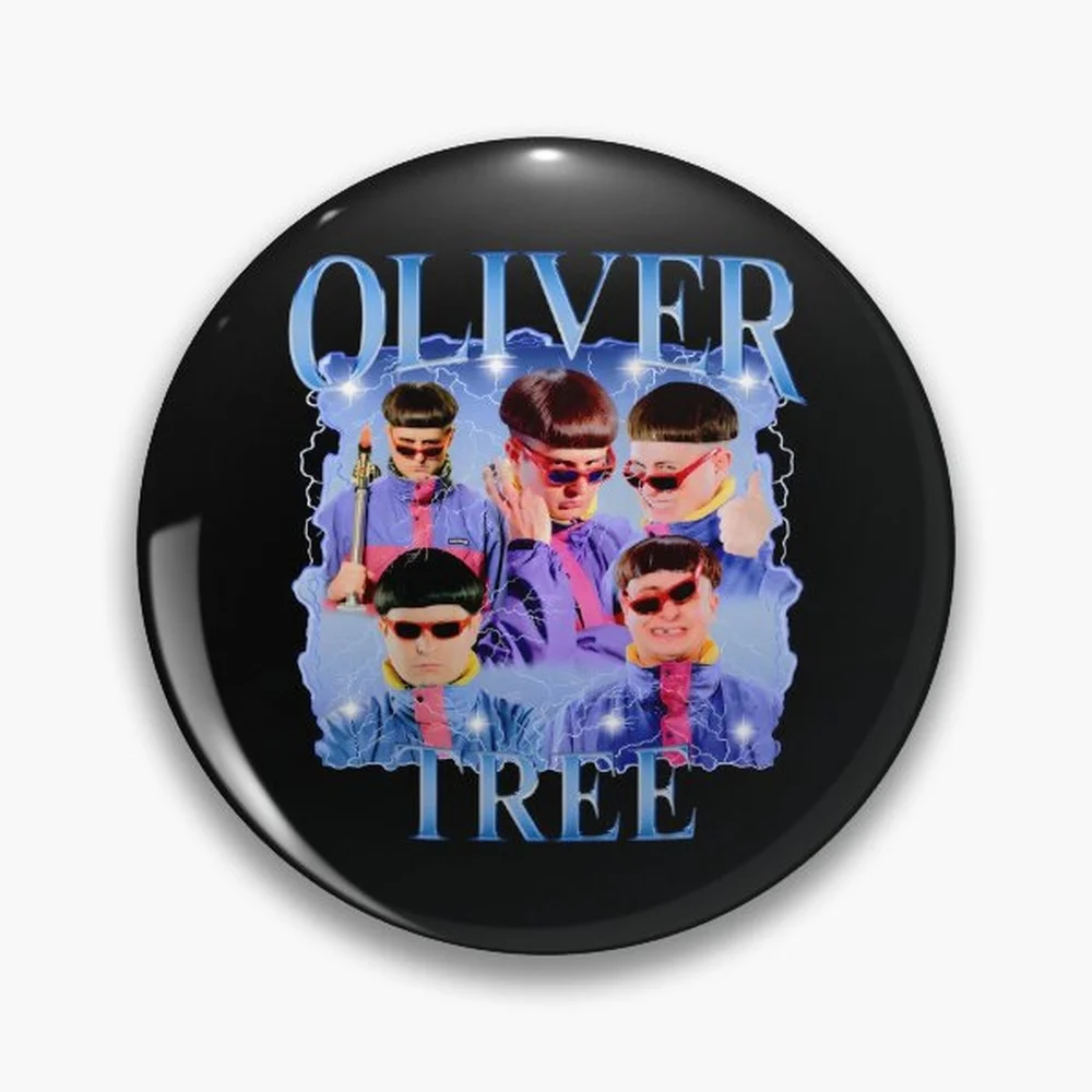 RIP Oliver Tree Tribute Fan Art Pin Holographic Star Heart Pin Brooches Laminated Button Fashion Accessory