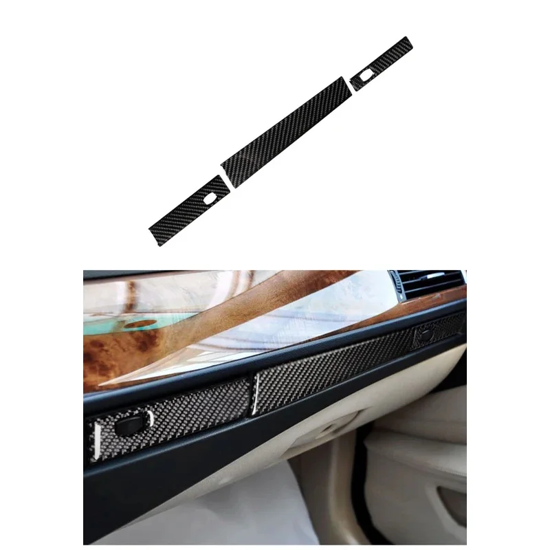 Fit For BMW 5 Series E60 E61 04-10 Carbon Fiber Car Interior Center Control Copilot Water Cup Holder Panel Strips Cover Trim