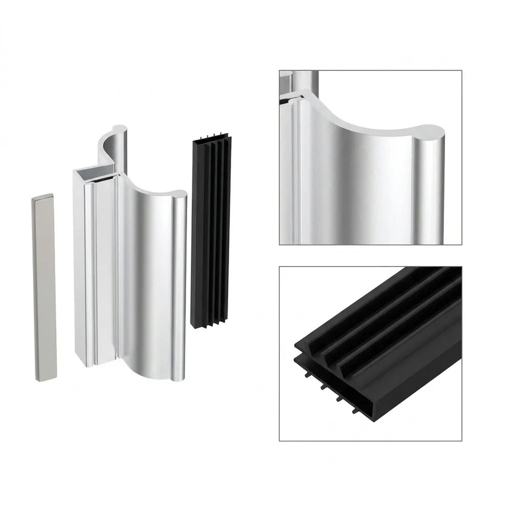 Chrome Shower Door Handle Kit with Metal Strike Plate for Hinged Swing Doors Supporting Multiple Glass Thicknesses