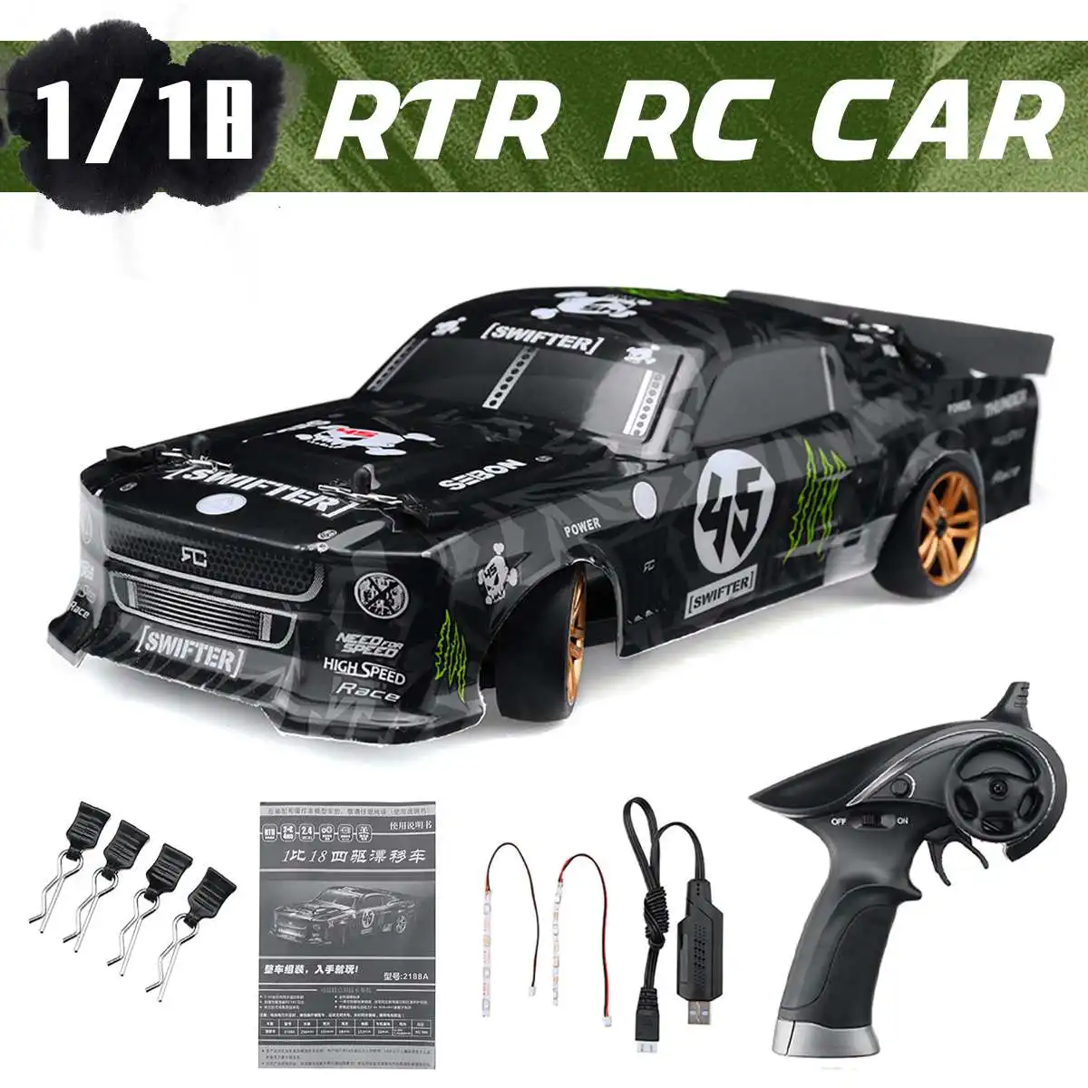 

HBX 2188A 1/18 4WD 2.4G High Speed RC Drift Car Full Propotional Remote Control Cars for Adults Toys for Boys