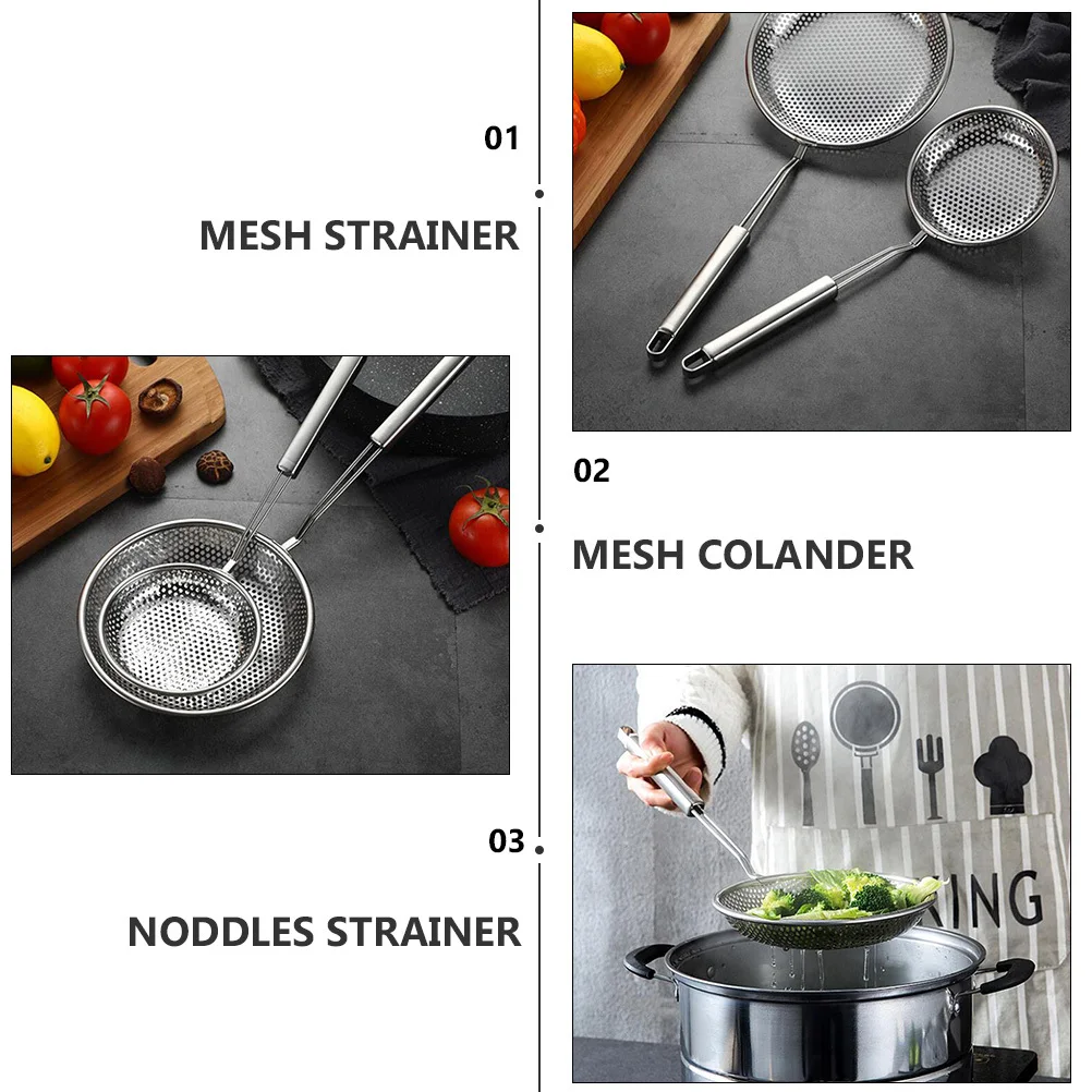 

3Pcs Stainless Steel Kitchen Mesh Strainers Hot Pot Colanders Noodles Oil Water Separator Filter Mesh Strainer