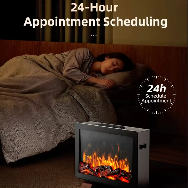 French Led Decorative Freestanding Mini Electric Fireplace Heater APP/WiFi Remote Control Metal Construction Household