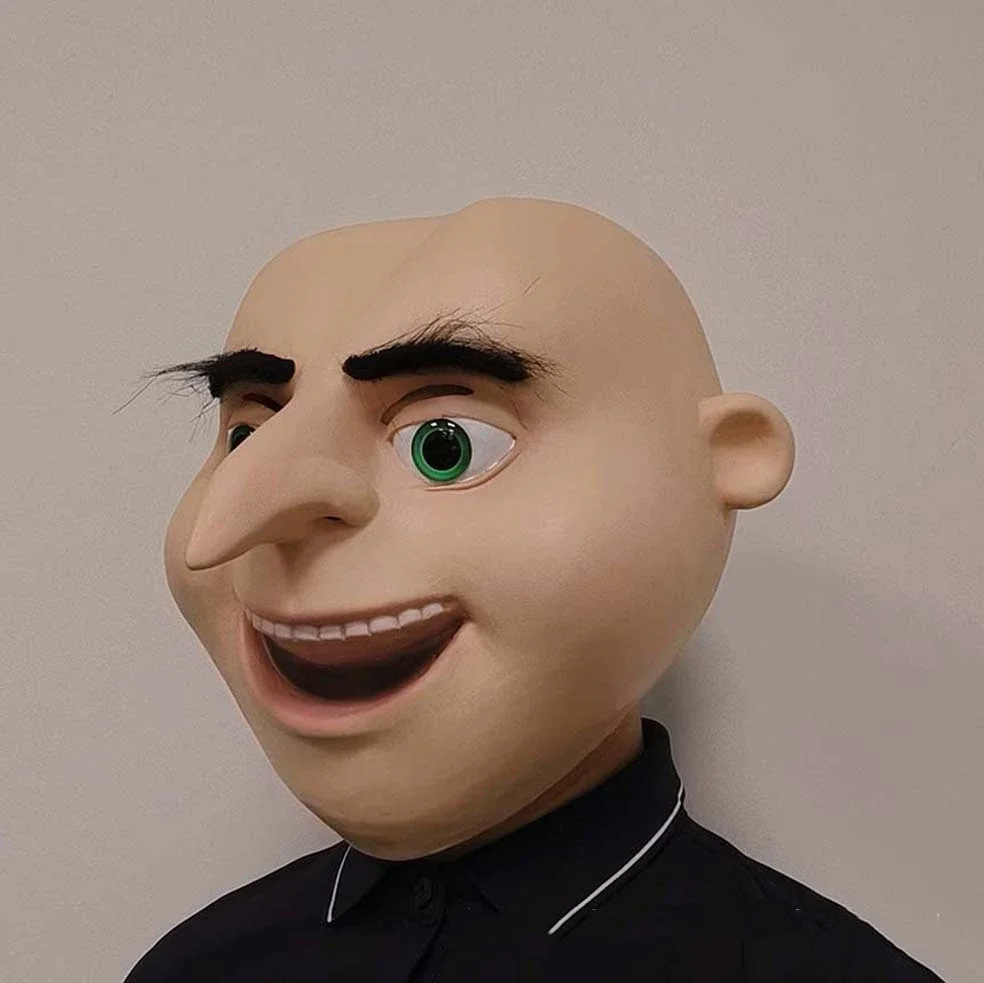 Cosplay Gru maska na całą głowę maski lateksowe dla dorosłych Halloween przebranie Party przebranie na karnawał rekwizyty Masquerade maska dla mężczyzn