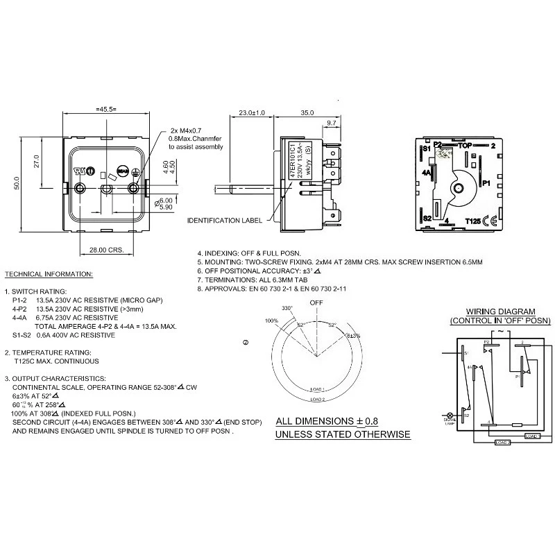 230V 13.5A Energy Regulator Infinite Switch for Electric Stove Cooktop Range Hot Plate Oven Replacement Part