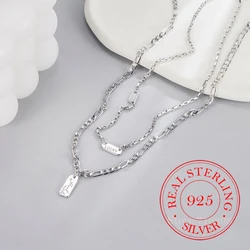 Korean 925 Sterling Silver Double Layer Clavicle Chain Necklace for Women Female Retro Luxury Jewelry Wedding Party Gift