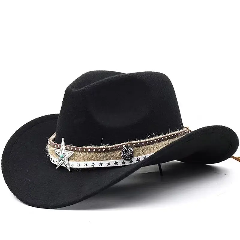 A western denim roll-brimmed fashion top hat in different colors, suitable for daily wear, bachelorette party, adult party