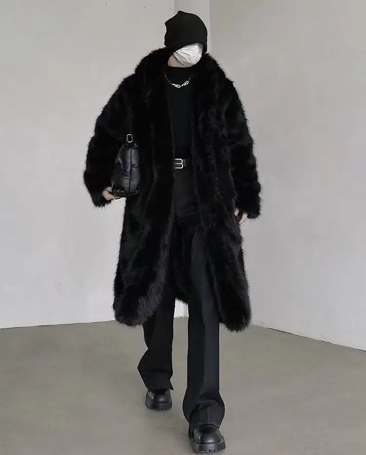 الشتاء رشاقته معطف مقنع الرجال الاصطناعي الثعلب الفراء مكافحة ناقص 20 درجة معطف بأكمام طويلة العصرية موضة أفخم القمم الذكور