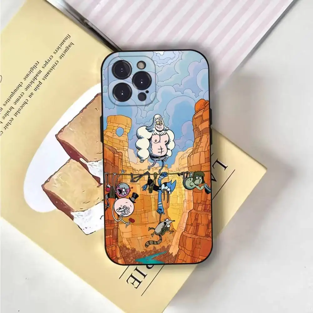 Cartoon R-Regular Show   Phone Case For iPhone 17,16,15,14,13,12,Pro,Max,Plus,E,SE4,Air,Mini Black Soft Cover