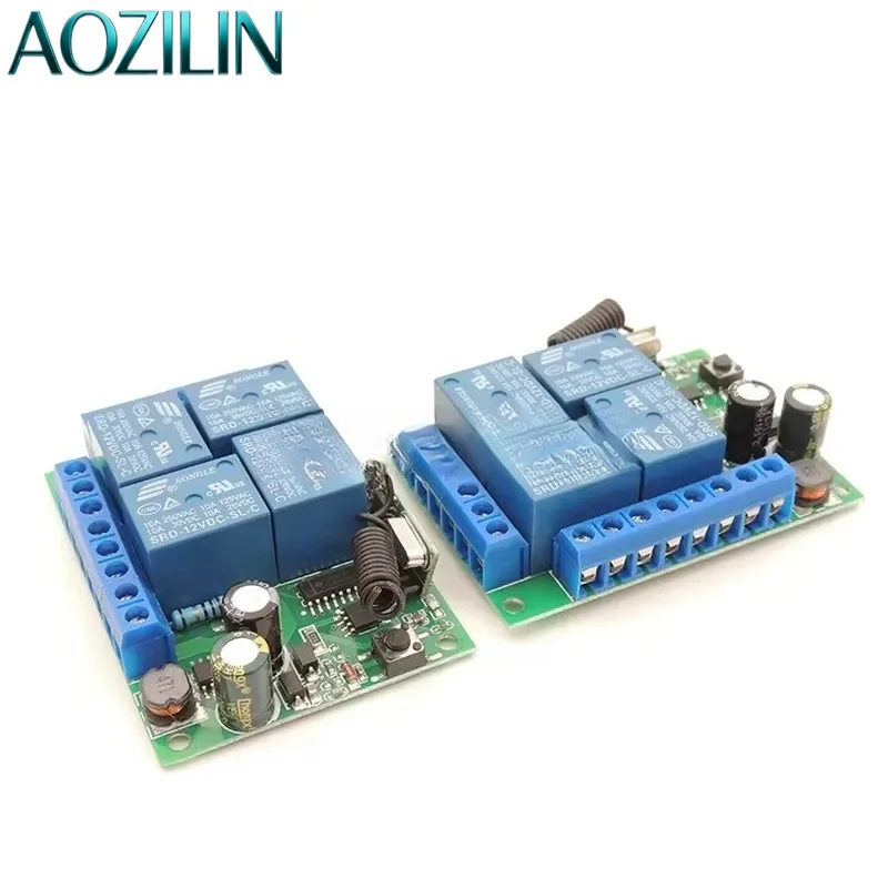 AOZILIN For Universal 4 Channel Wireless Relay Receiver AC220V Remote Control Switch Garage Door Light Controller Smart Home
