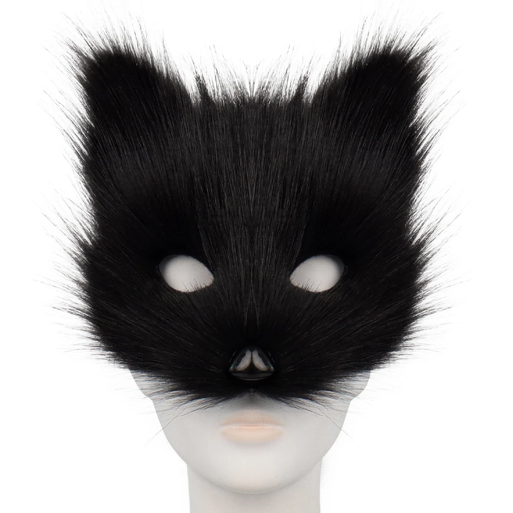 Christmas Gift 3pcs, Halloween Costume Party Set Realistic Fox Mask Gloves Plush Tail Handmade Furry Tail image 4