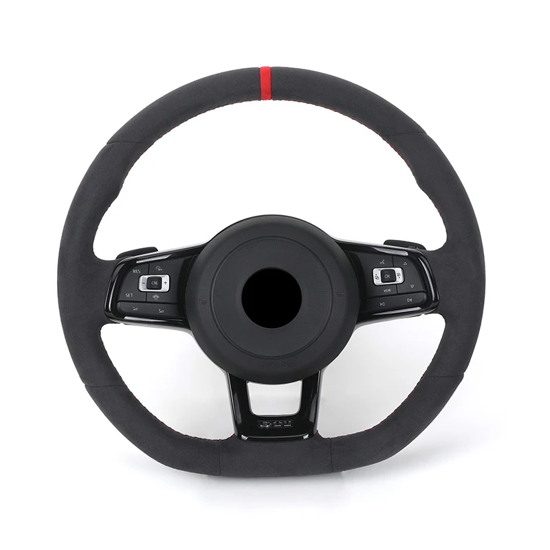 

With Piano-black Trim Full Alcantara Leather Volant Lenkrad Steering Wheel for VW Polo Golf 6 7 R MK5 MK6 Mk7 GTI Passat B6 B7