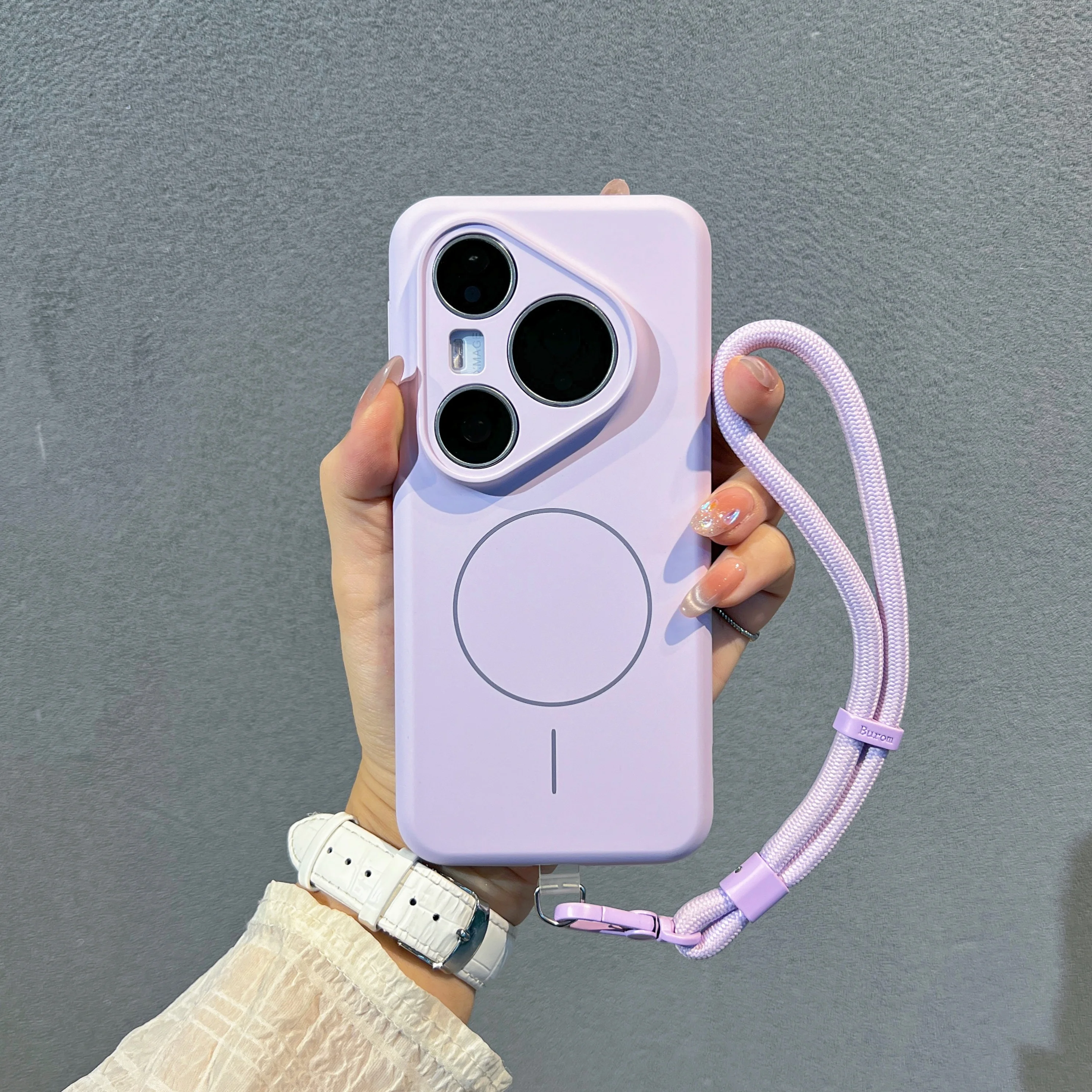

Lanyard Liquid Silicone Wireless Charging Magnetic Case For Huawei Pura 80 Pro 70 Pro 80 Ultra, Fleece Camera Protection Cover