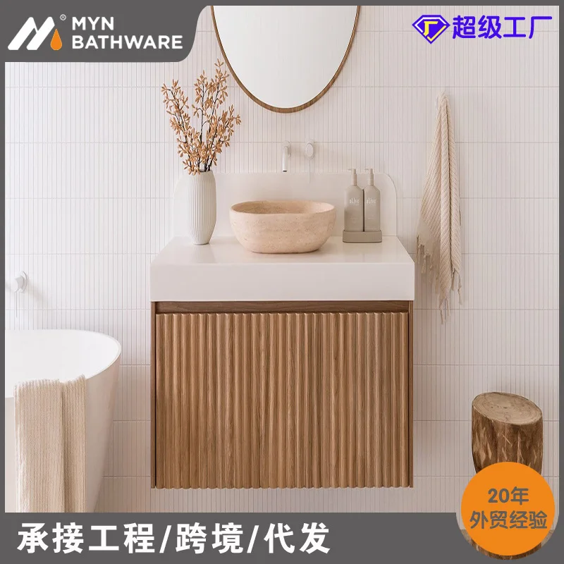 Oak French retro bathroom cabinet combination toilet washstand wall-mounted groove