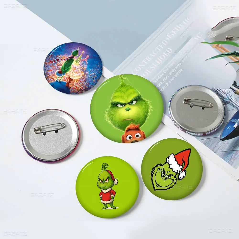 Cartoon T-The G-Grinch 32/44/58MM Customizable Button Pins Cute Funny Creative Badge Jewelry Decor Gifts for Friends