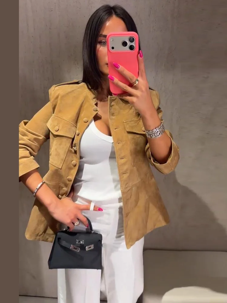 Serafina – Faux Suede Military Jacket 4