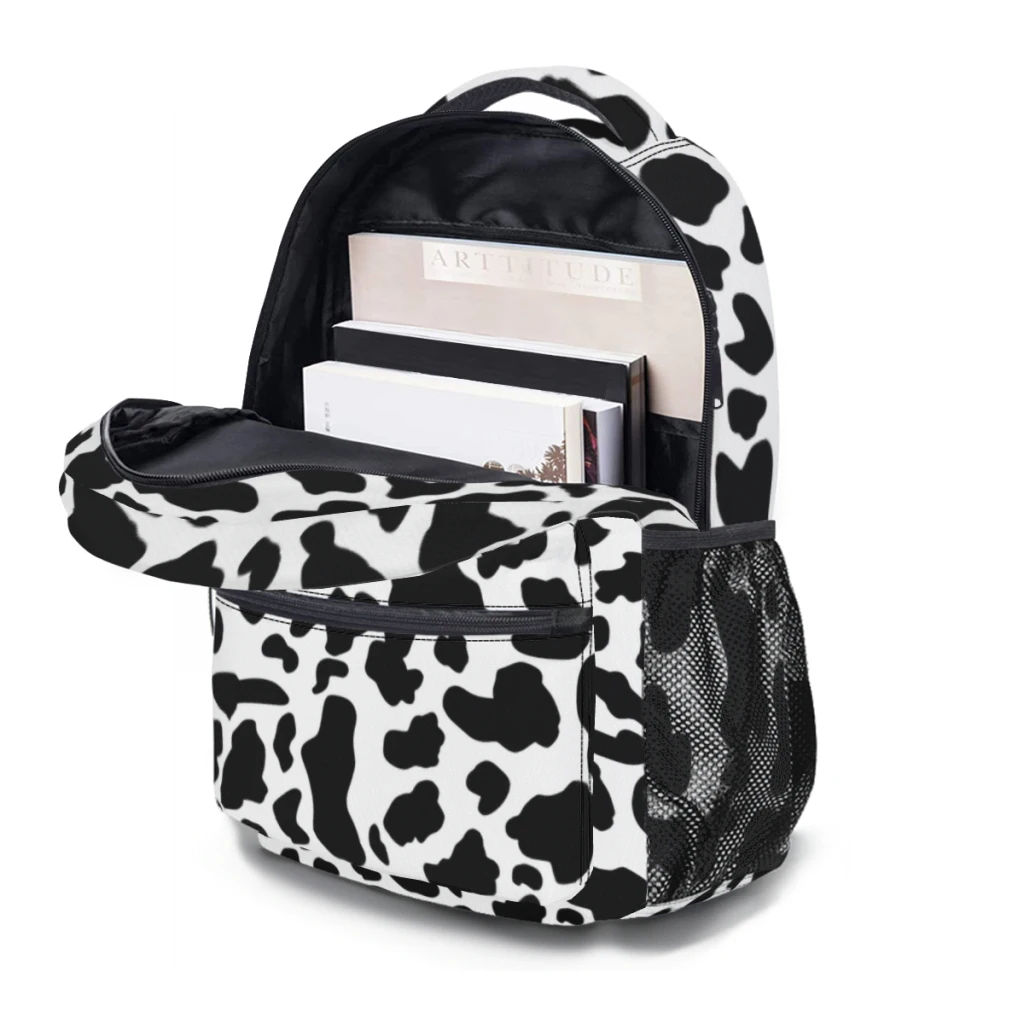 New Fashionable  Cow Print Backpack Bag Large Capacity Trendy Book Bag Multi-pockets Adjustable 17inch