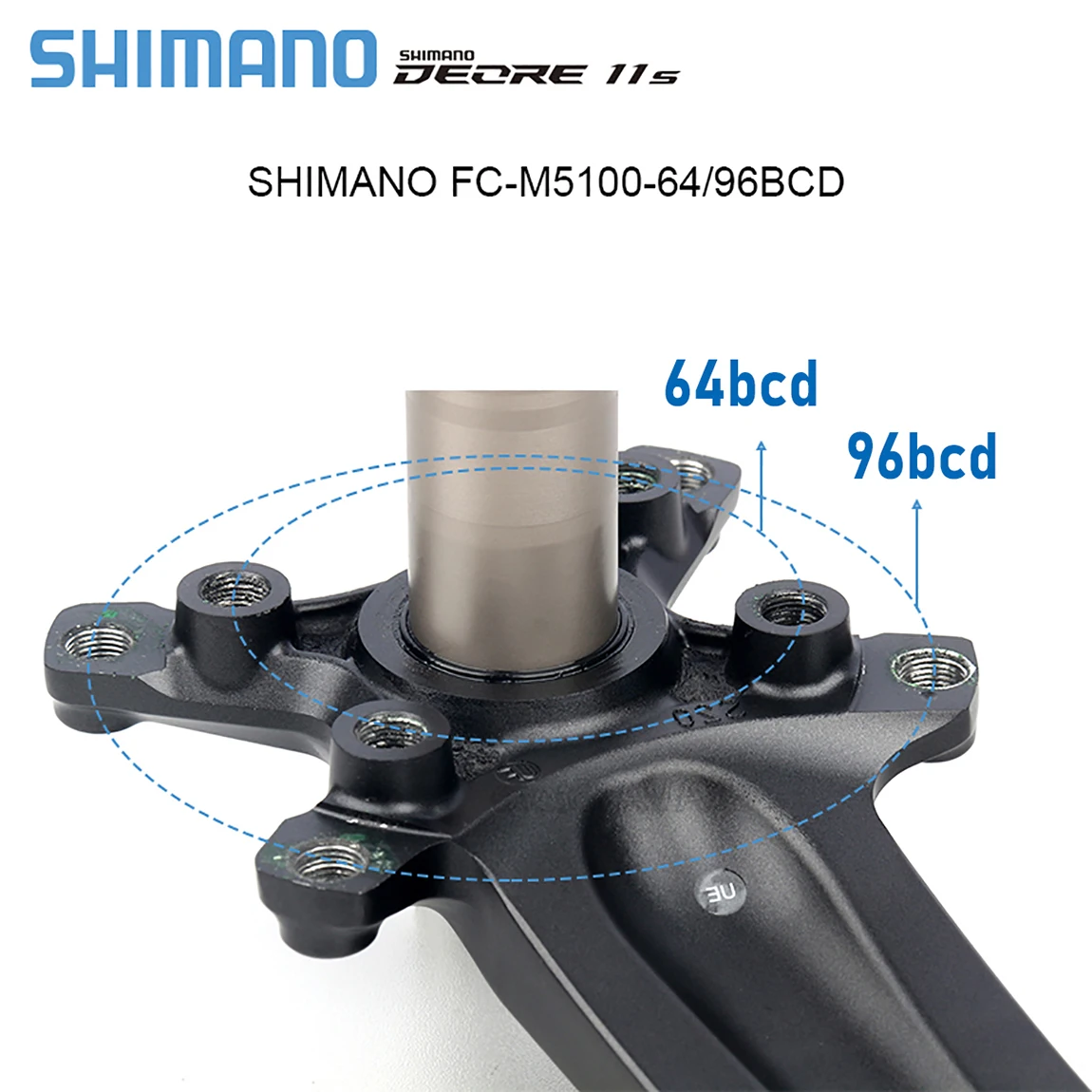 Shimano Deore 11-fach Kettenblatt M5100 Integriertes Kurbelgarnitur-Set MTB 10 11 12 Gang Pedivela 34T 36T 38T 32T Crown Fahrradkurbel – Detail 16