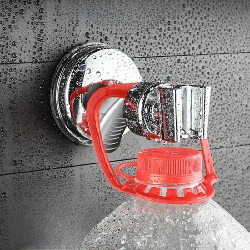 Estante de ducha con ventosa fuerte ajustable, sin taladro, soporte para cabezal de ducha extraíble, boquilla de baño plateada,
