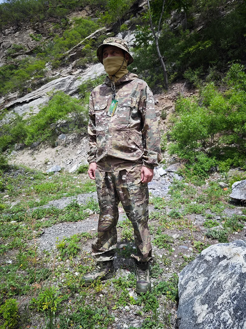 Militärisches Tarnuniform-Set, atmungsaktiver Sommer-Trainingsanzug, Outdoor-Mehrzweck-Taktische Arbeitskleidung, komplette Overalls – Detail 8