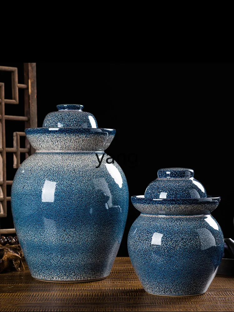 LXL Food Grade Sichuan Old Pickles Earthen Jar Ceramic with Inner Cover Household Seal Earthenware