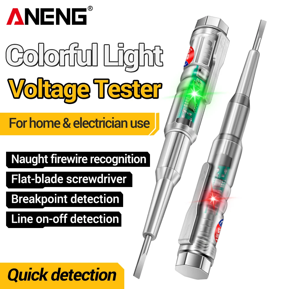 Voltage Tester Pen ANENG B14 24-250V Electric Screwdriver Test Pen Live/Neutral Wire & Breakpoint Detector for Electrician/Home