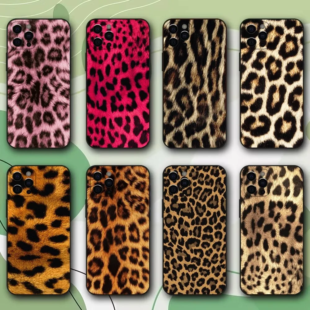 Fashion Tiger Leopard Print  Phone Case For iPhone 16,15,14,13,12,11,Pro,X,XS,Max,XR,Plus,Mini Soft Black Cover