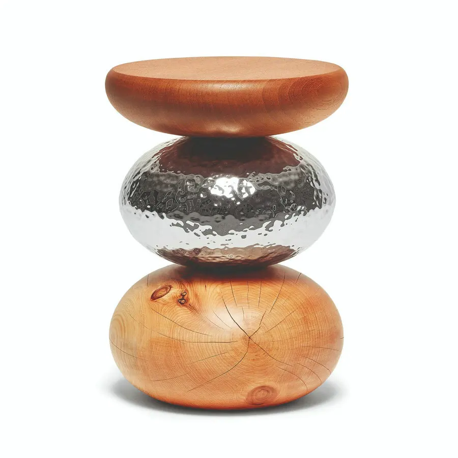 ✗X Italian Antique Solid Wood Stacked Pebble Sofa Bed Side Table End Table Small Coffee and Tables Stool for Living Room Luxury&