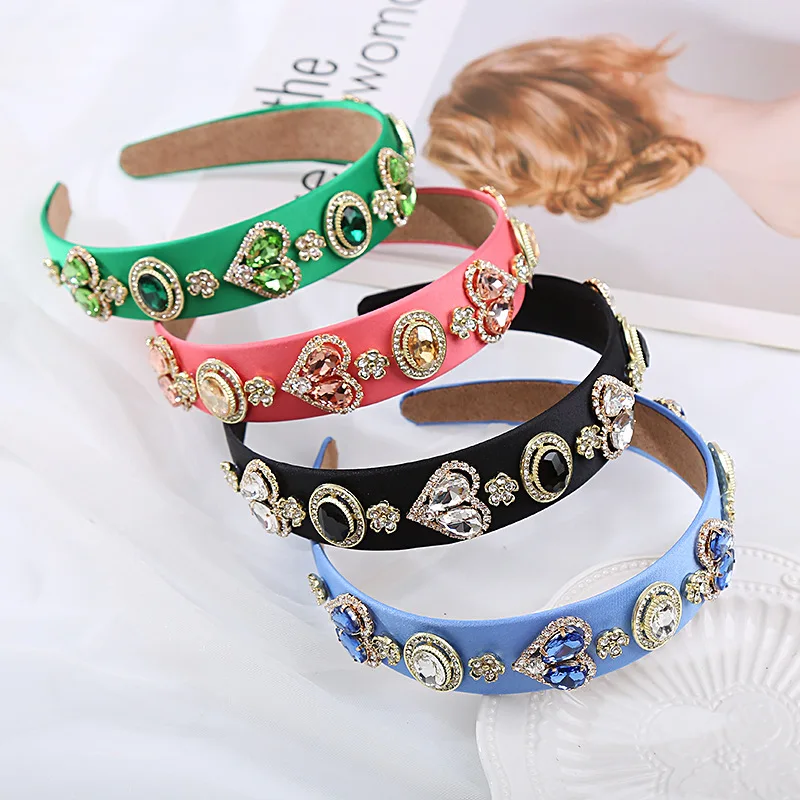 

Повязка на голову Heming: легкая роскошь, барокко, стразы, дизайн в форме сердца, женская, модная, новая, высококачественная, оптовая партия.