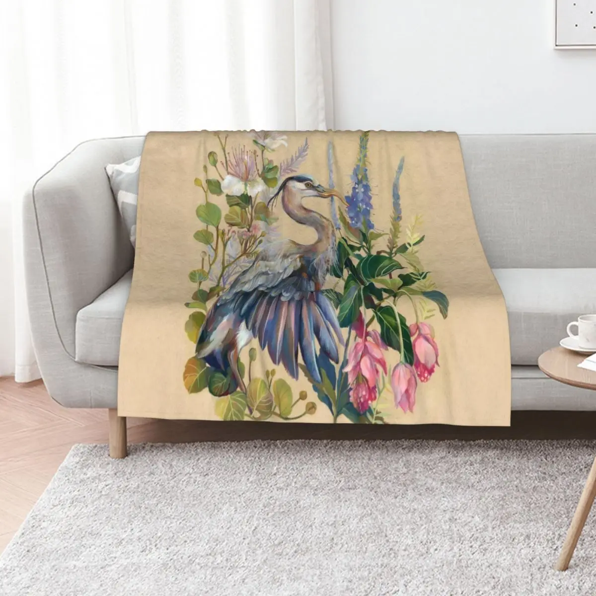 Blue Heron Floral Throw Blanket Thermal For Decorative Sofa for sofa decorative valentine gift ideas Travel Blankets