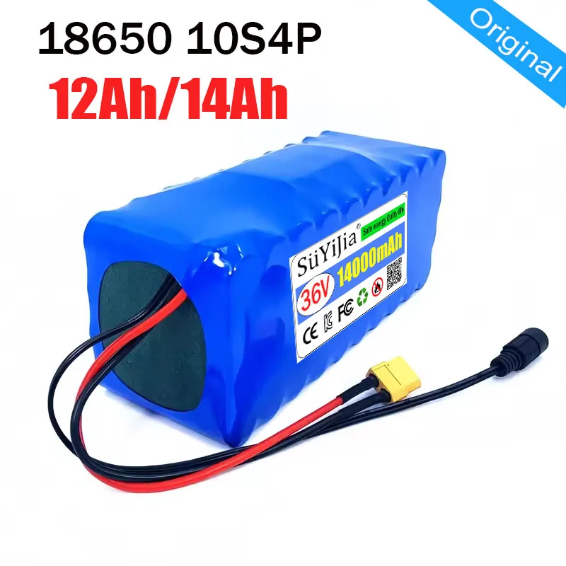 36V 18650 Lithium Battery Pack 14Ah/12Ah 10S4P for 250W-750W Ebike Electric Car Bicycle Motor Scooter with 25A BMS High Capacity