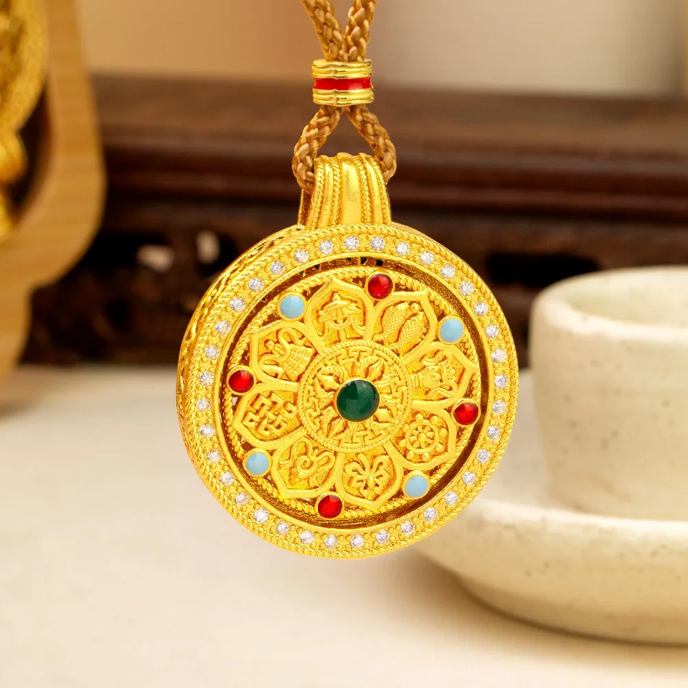Eight Treasure Compass Pendant - Elegant and Fashionable in Court Style 9999gold