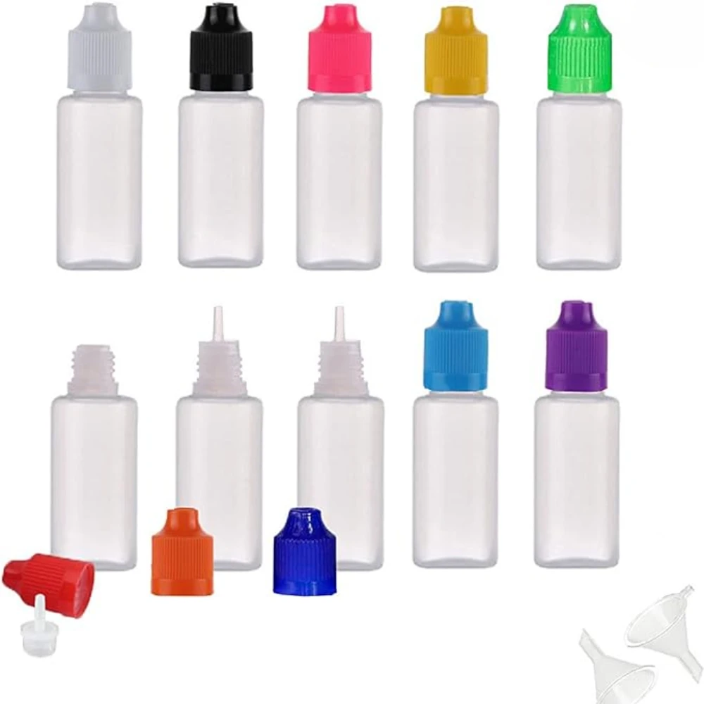 

5/10Pcs 5ml-120ml Empty Squeezable Liquid Dropper Bottles, Eye Liquid Dropper Container with Mixed CRC Caps Free Funnels